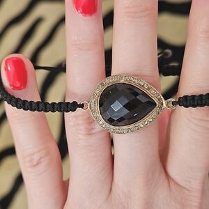 Jemma Sands Black Onyx, Diamond And Gold Bracelet.